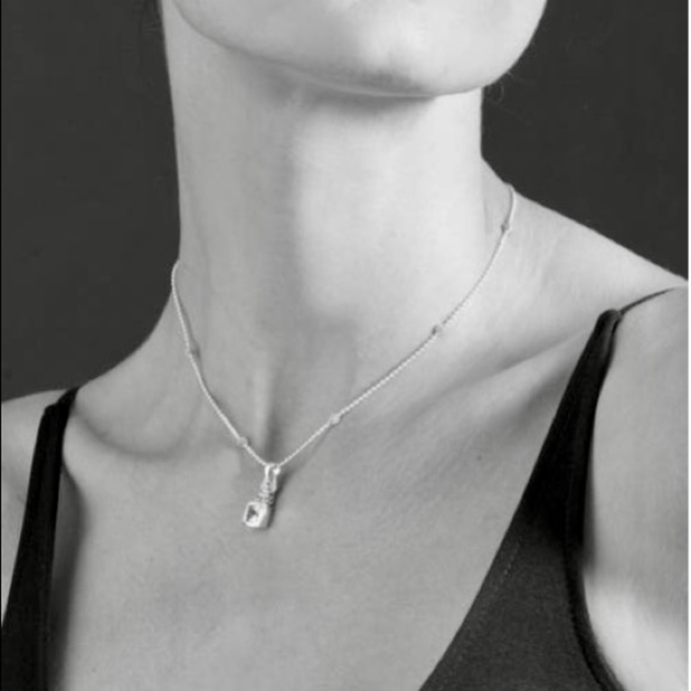 Lagos Caviar Pendant Necklace, white topaz